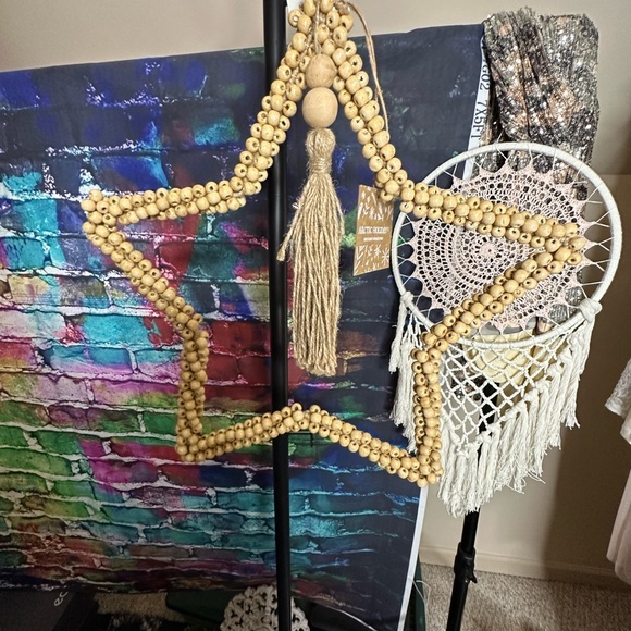Artic Holiday Other - NWT BOHO Jute Cord and Beaded Star Home Decor Hanging Artwork.